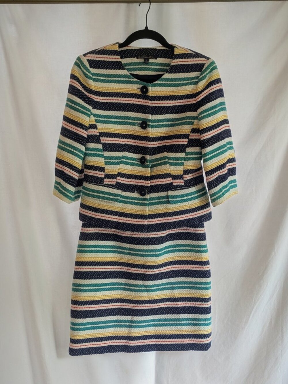Brooks Brothers Striped Skirt Suit Set | Colorful Tweed | Jacket 4 Skirt 0
